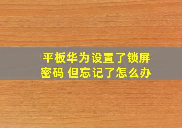 平板华为设置了锁屏密码 但忘记了怎么办